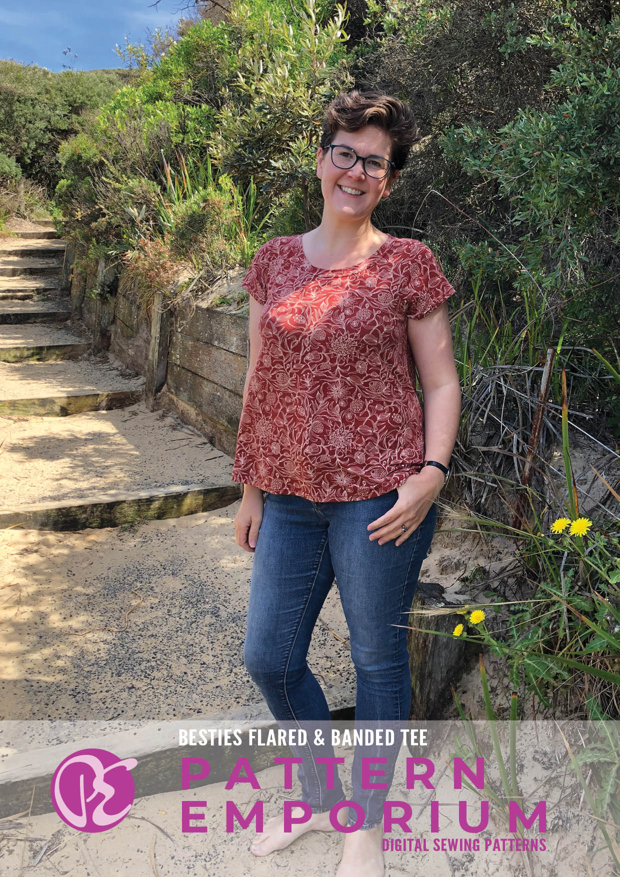 Besties Tee | Flared & Banded T-shirt PDF Sewing Pattern - Image 81