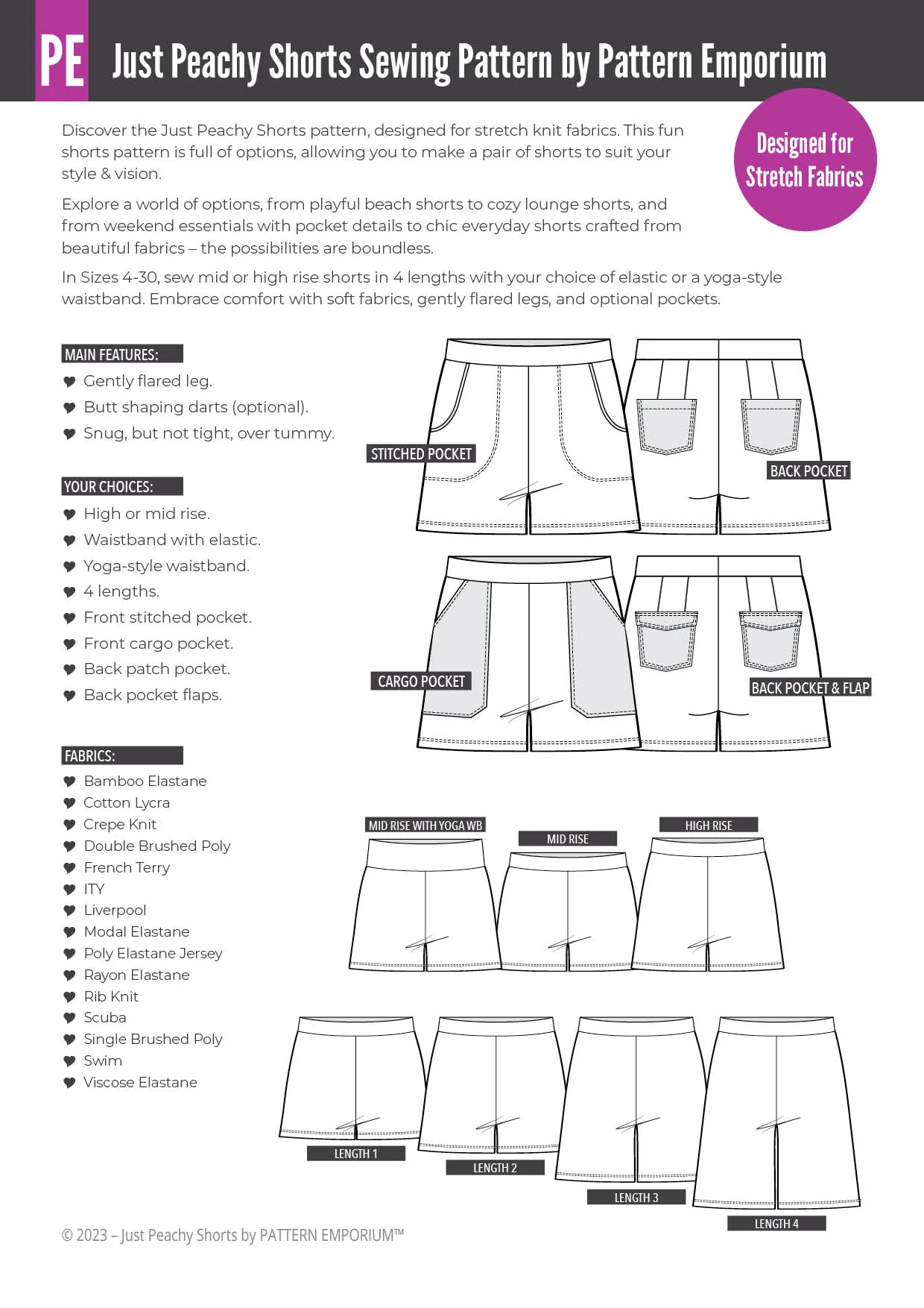 Just Peachy | Stretch Shorts PDF Sewing Pattern - Image 2