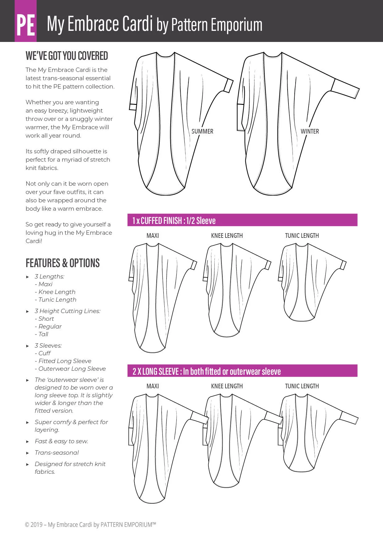 My Embrace | Women's Cocoon Cardi PDF Sewing Pattern - Image 2