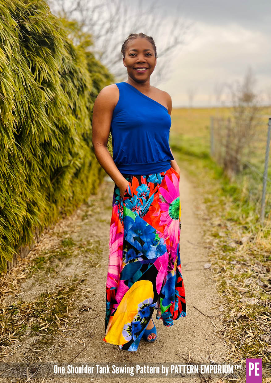 One Shoulder Tank | Stretch PDF Sewing Pattern - Image 7