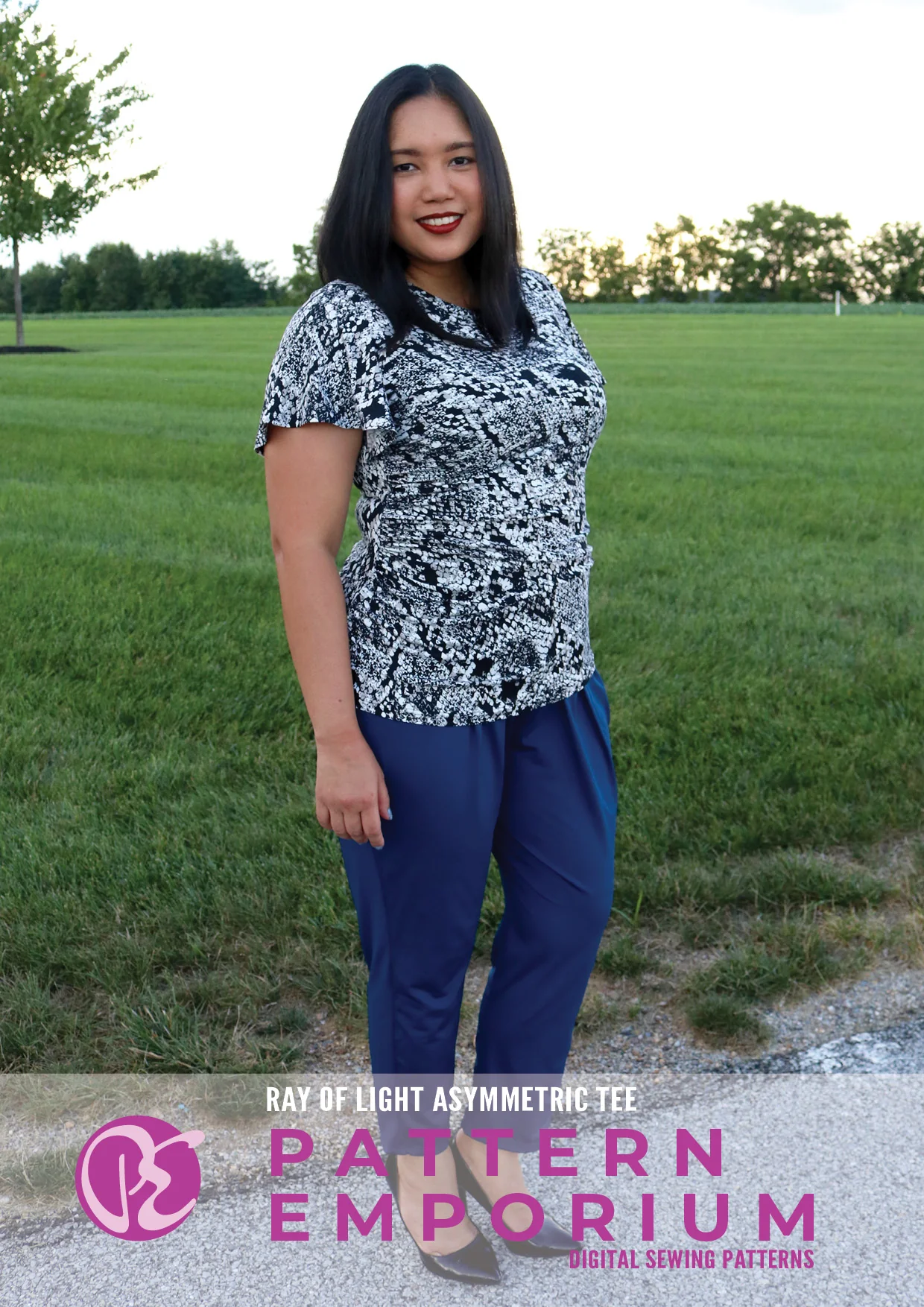 Ray of Light | Asymmetric Fitted Tee PDF Sewing Pattern - Image 17